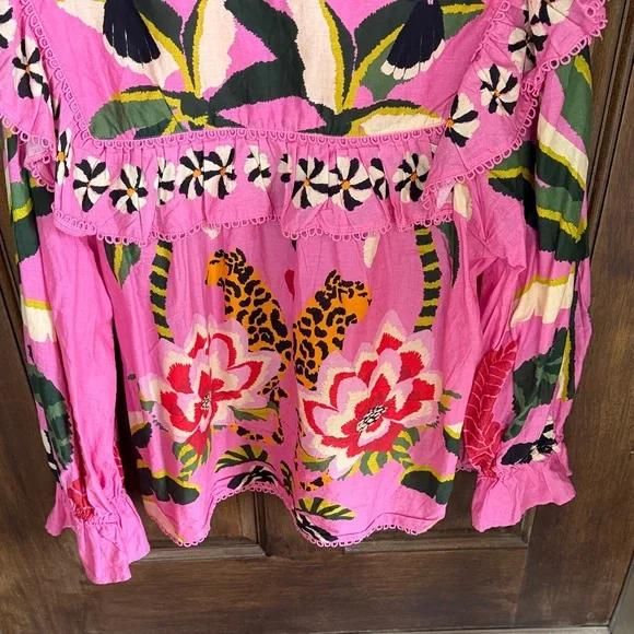 FARM Rio Vibrant Pink Toucan Floral Blouse - Picture 5 of 5